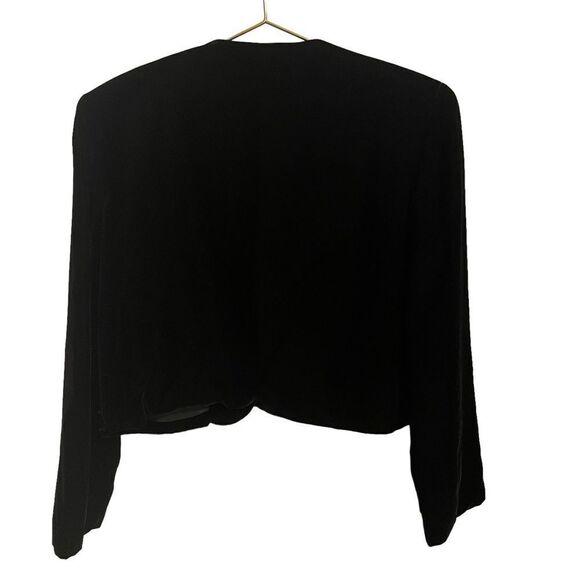 Vintage Brett Harrison Black Velvet Sequin Cropped Jacket Size 6 - Picture 6 of 8